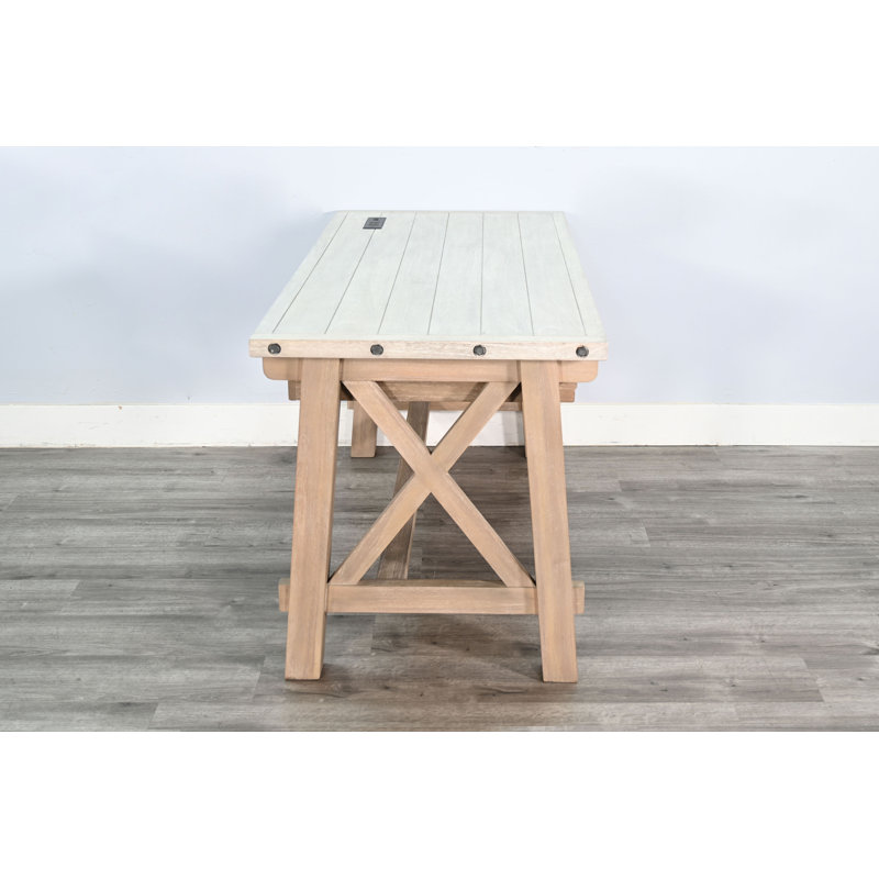  Vivian Writing Desk with Power Plug, White/Beige