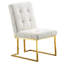 2 chaises de salle à manger modernes en lin -, base dorée, blanc sans assemblage-270953885
