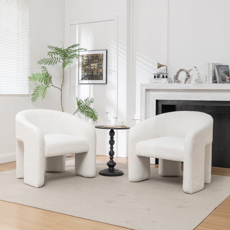 Amala Upholstered Barrel Chair, White
