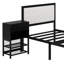 Lit plateforme en métal avec tablettes de rangement à deux niveaux, armoire de rangement en bois-714575106-737597083