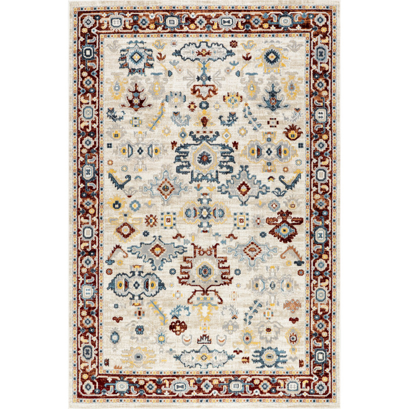 Medallion, Floral & Paisley Machine Washable Area Rug for Living Room Bedroom Dining Room Kitchen, Rectangle 10' x 14'