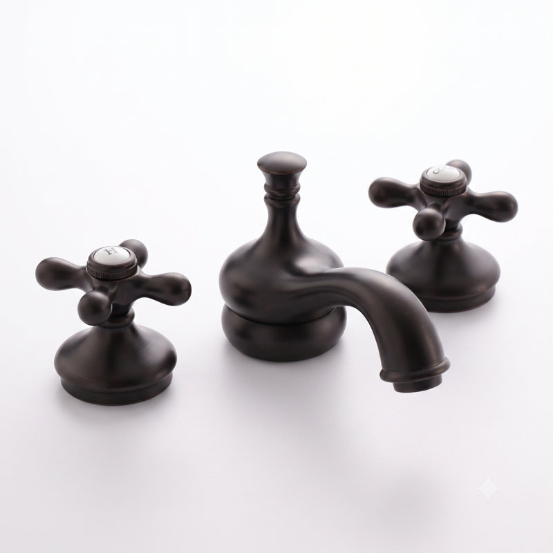 Sacramento Widespread Faucet, Cross Handles by Strom Living, Unlacquered Oil Rubbed Bronze