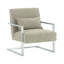 Chaise d'appoint moderne en lin gris et pieds en acier