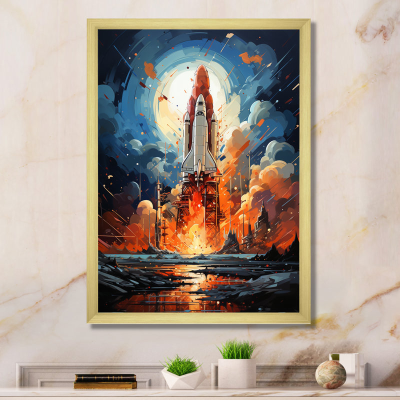 «Expressionist Space Shuttle Burst IV», reproduction sur toile, H 40 po x l 30 po x P 1,5 po, Cadre doré simple
