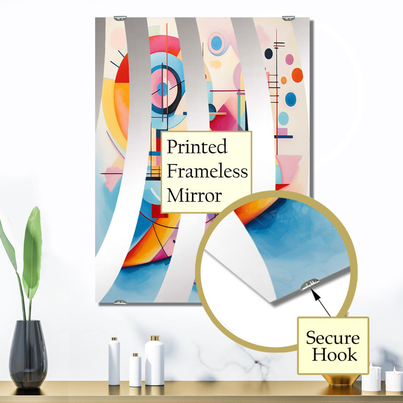 Rushali - Miroir mural géométrique abstrait, 32 po x 24 po