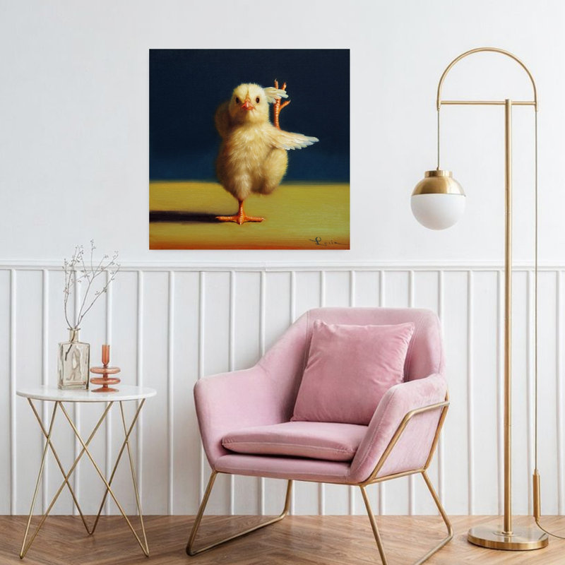 Art contemporain urbain avec oiseau poussin de yoga, H 32 po x l 32 po