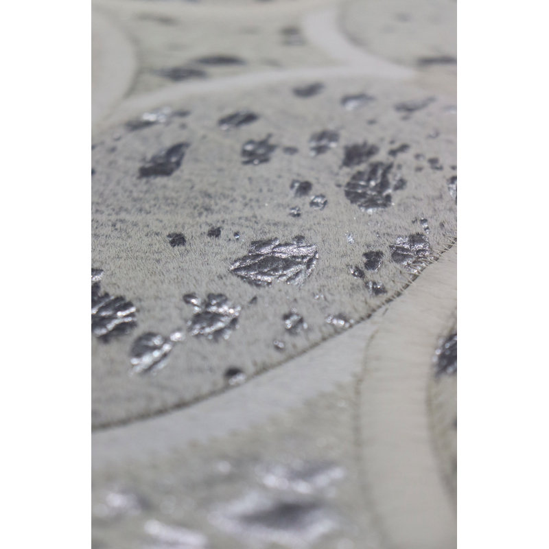 Tapis gris / argent / ivoire rétro 4 pi x 6 pi One-of-a-Kind Retro