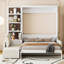 Grand lit escamotable mural avec canapé et tablettes, blanc-99899979