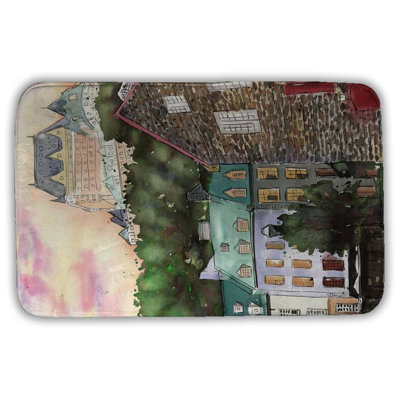 Château frontenac in the petit champlain Bath Mat with Non-Slip Backing - Quick Dry Memory Foam Bathroom Rug - Absorbent - Modern Plush Spa-Style - Machine Washable