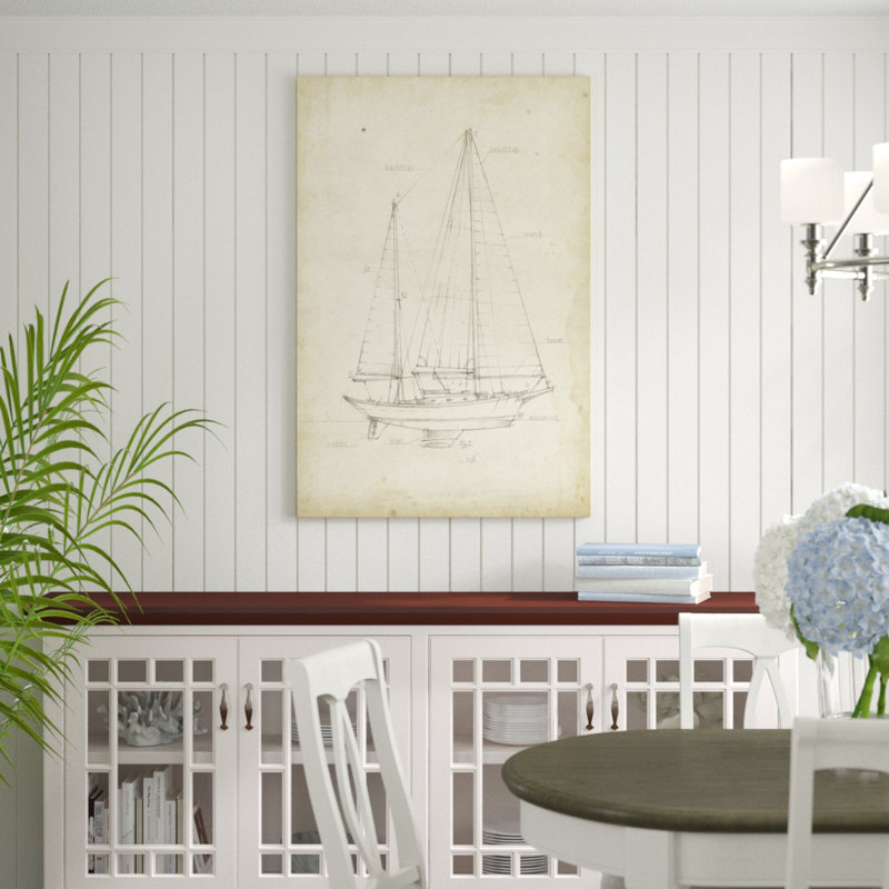 'Sailboat VI' by Ethan Harper - Drawing Print, 122cm H x 81cm W, Black Floater Framed