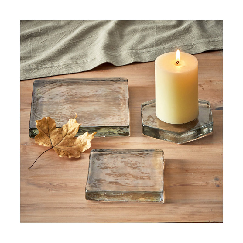 Plat de table en verre, H 0,8 po x l 6,75 po x P 6,75 po