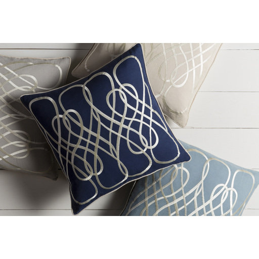 Abstract Linen Throw Pillow, 22" x 22", Beige