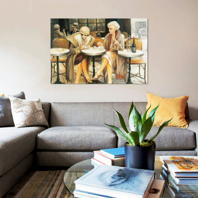 «Cafe III», reproduction sur toile, H 12 po x l 18 po x P 1,5 po, Pas de tapis, Toile tendue