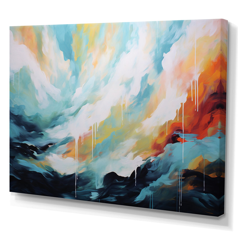 Azur bleu blanc fusion - art mural abstrait, Toile tendue, H 24 po x l 32 po x P 1 po