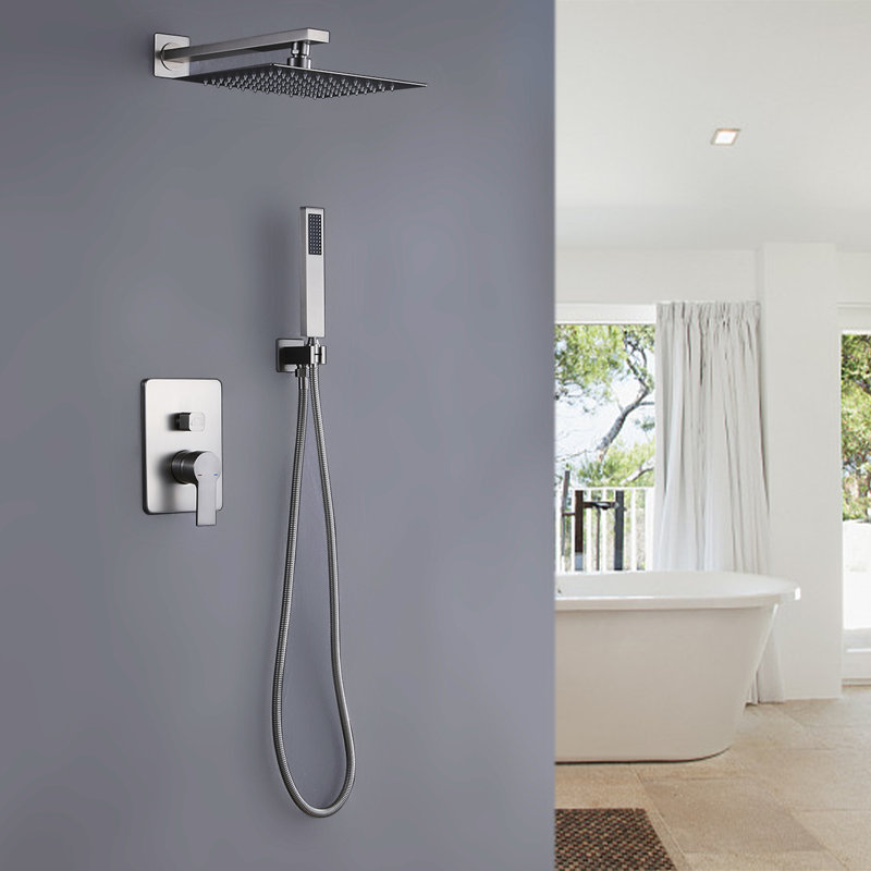 Robinet de douche mural avec valve brute, Nickel brossé