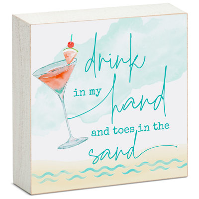 Drink in Hand Wood Box Sign