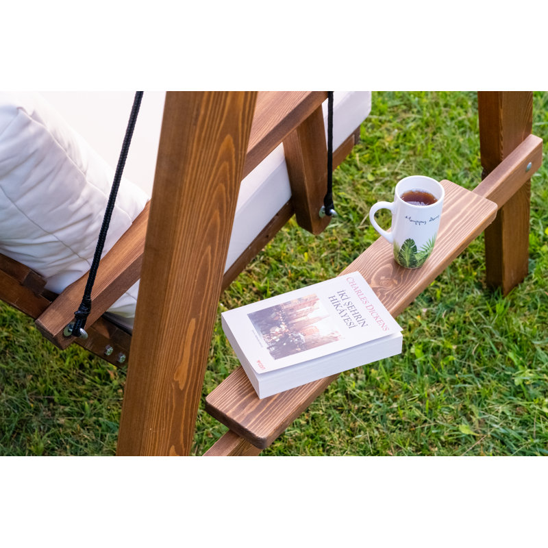 Mison Solid Wood Porch Swing with Stand, Beige
