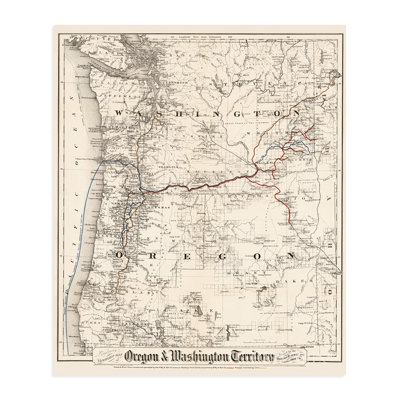 1880, Oregon et carte du territoire de Washington, art mural
