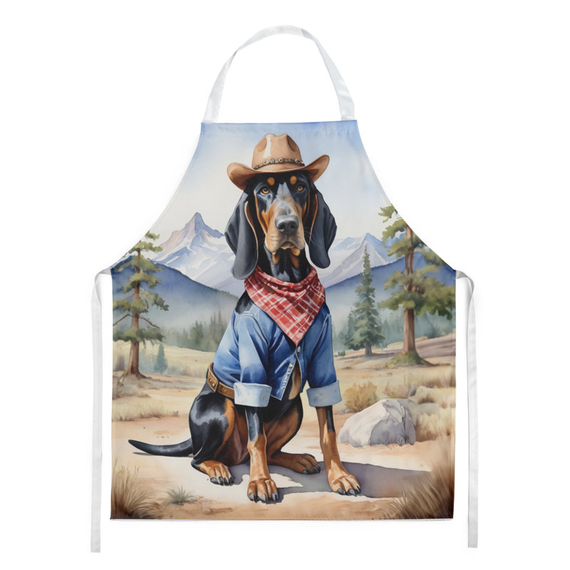 Tablier de bienvenue noir et brun clair Coonhound Cowboy