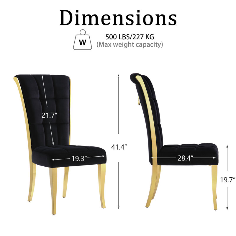 Keishon Upholstered Dining Chair, Black, Gold
