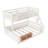 Twin XL over Queen Bunk Bed with Ladder, Guardrails, Pegboard & Bookshelf, Beige-775548860-775548863