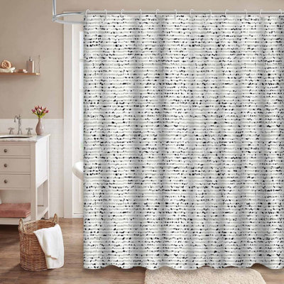 Seamless Abstract Irregular Striped White Shower Curtain with 12 Hooks