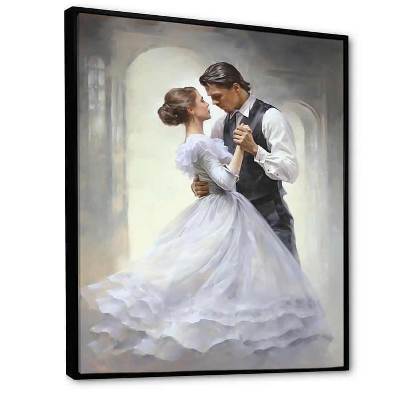 " Dance Waltz In White ", Black Floater Framed, 32" H x 24" W x 1" D