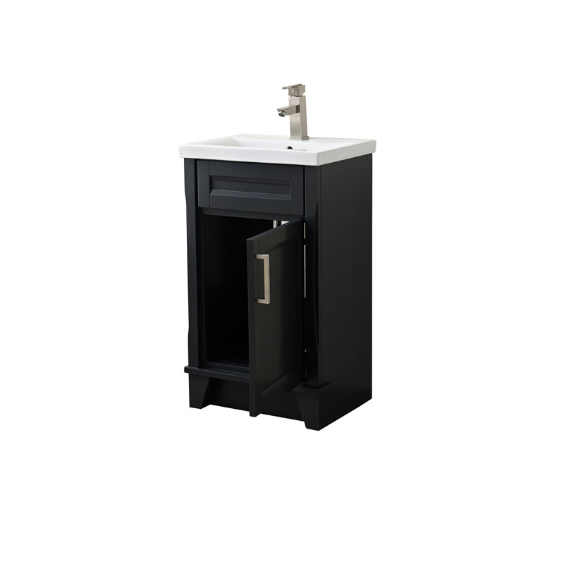 Amberlynne 20.38'' Single Bathroom Vanity with Ceramic Top, Dark Gray