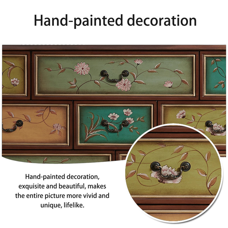 Buffet décoratif en bois massif, Multi-couleur