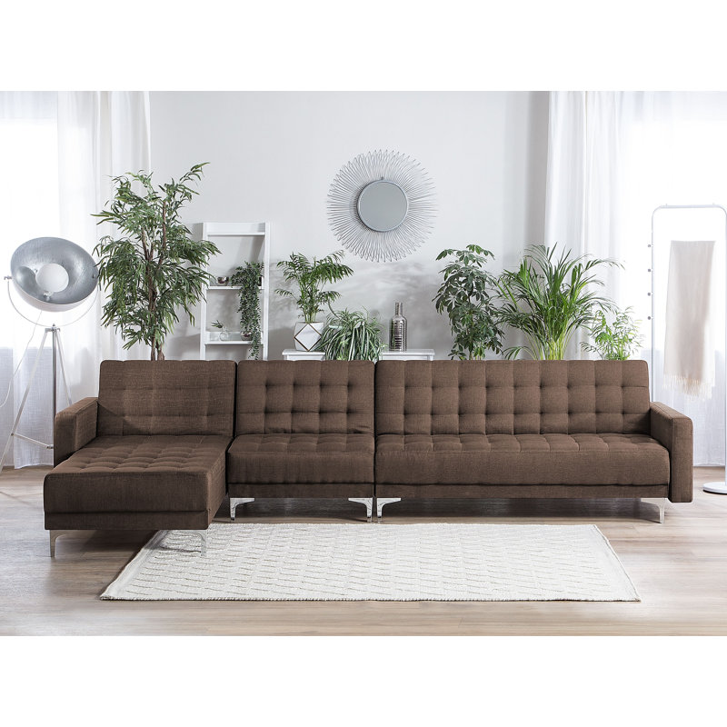 Finnegan 5 Seater Sofa Bed, Left Hand Facing, Brown
