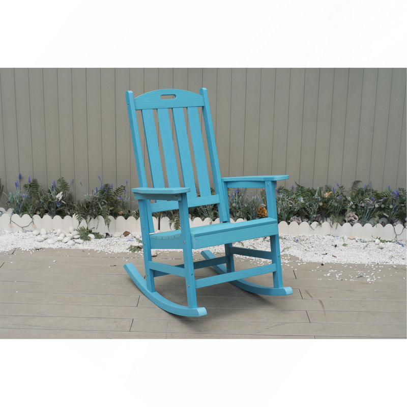 Chaise berçante d'extérieur avec dossier à lattes bleu marine, Marine