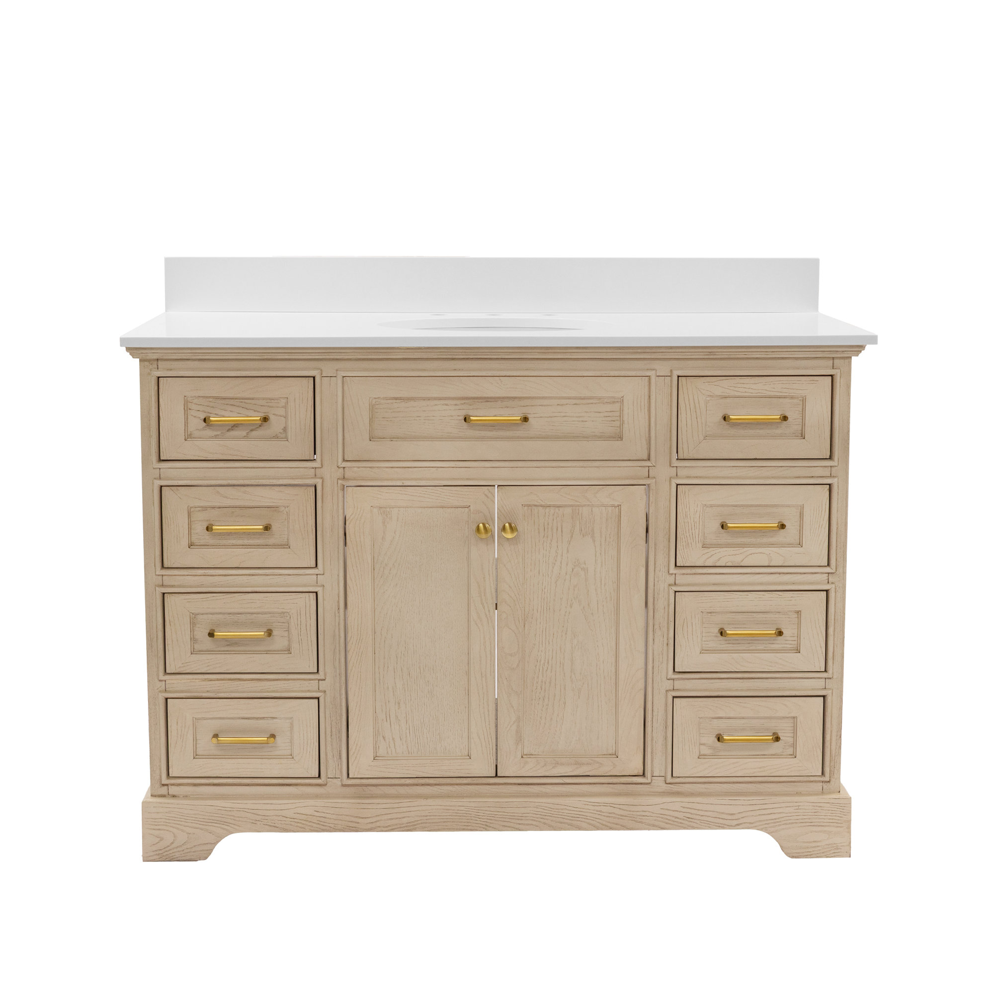 Ronnie 48'' Single Bathroom Vanity, Greige Oak, Engineered White