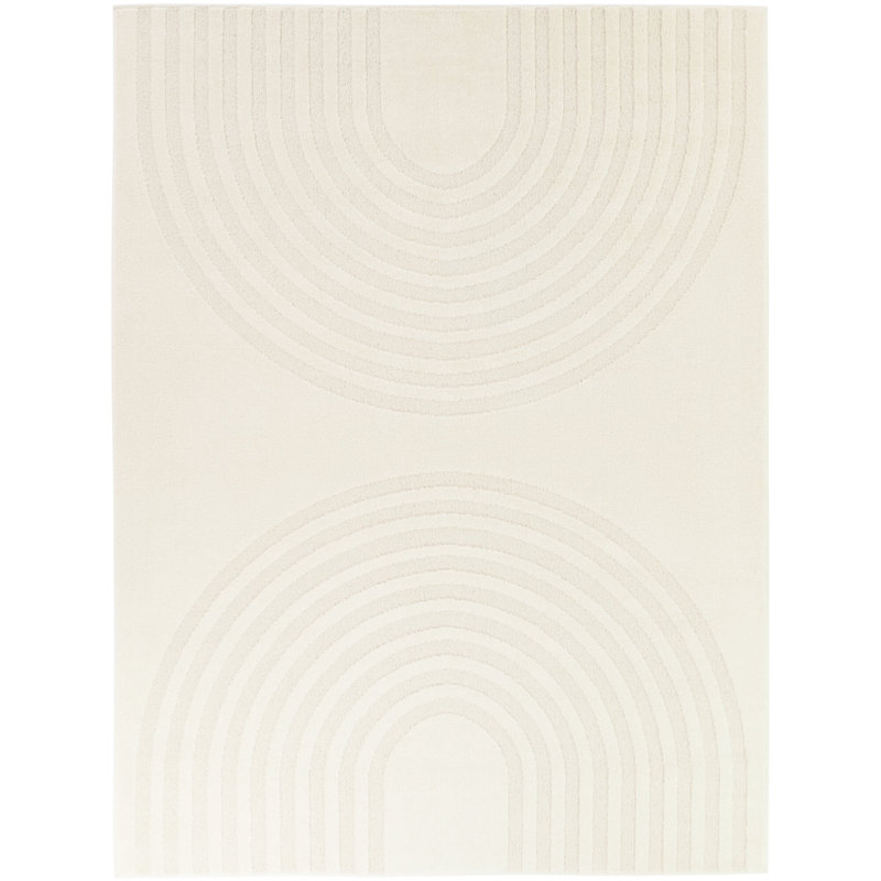 Kellam Cream Arched Mid-Century Modern Area Rug, Rectangle 7'10" x 10'