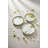 Elegant 14-Piece Breakfast Set, 100% Porcelain, Includes 6 Service Plates (7.5 in), 2 Bowls (5.1 x 5.1 x 1.6 in), 4 Joker Bowls (4.3 x 4.3 x 1.4 in), 2 Platters (9.4 x 5.5 in) | Dishwasher & Microwave Safe, Stylish White, Green & Yellow Design