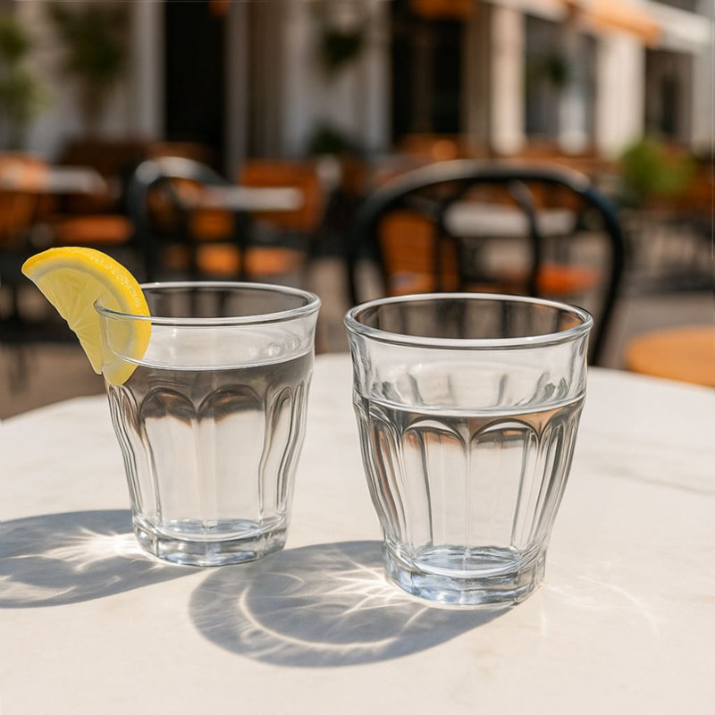 Argon Tableware 210ml Fluted Water Glasses - Ribbed Fluted Glassware Tumblers Set, Pack of 6