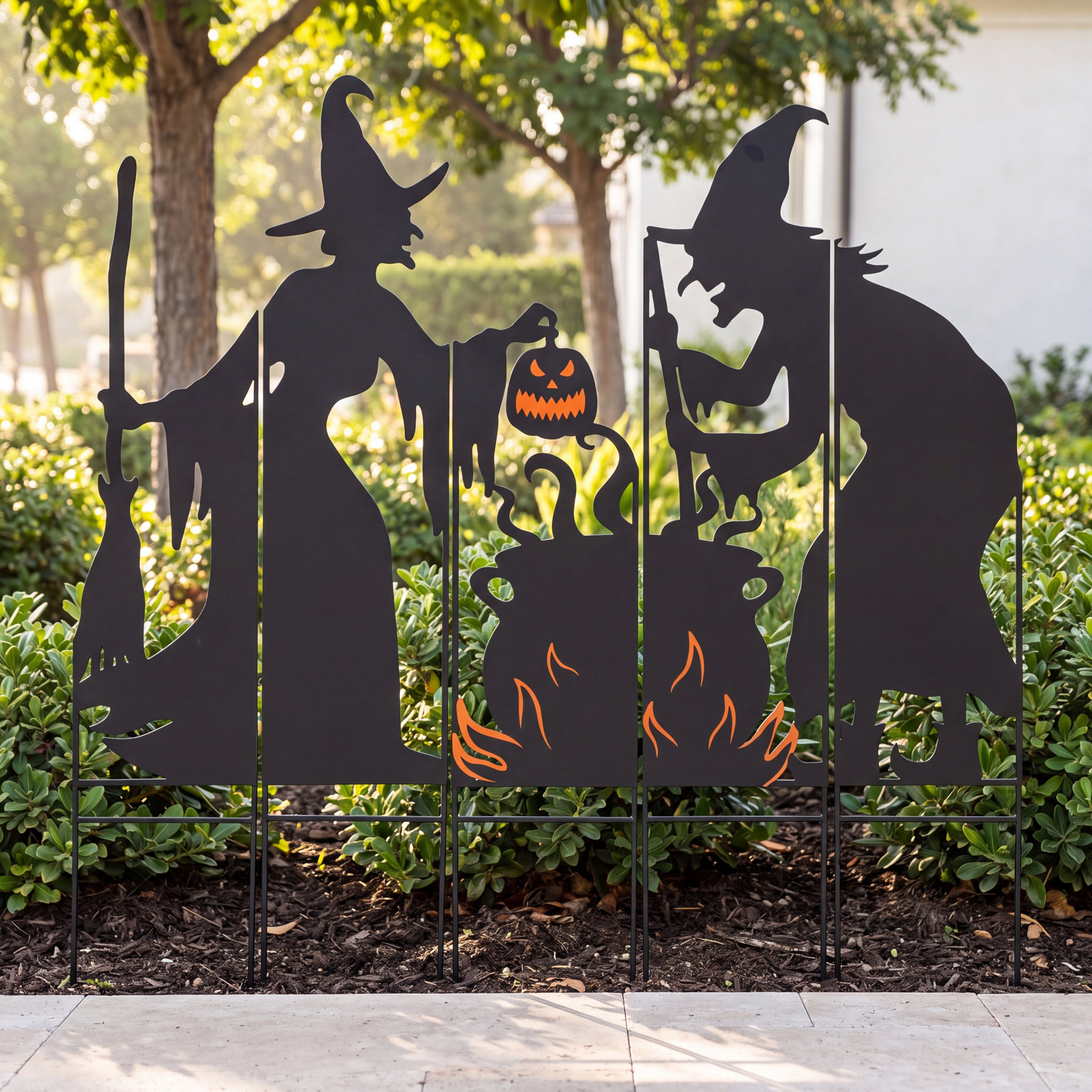 Halloween Witches Cauldron Garden Stake