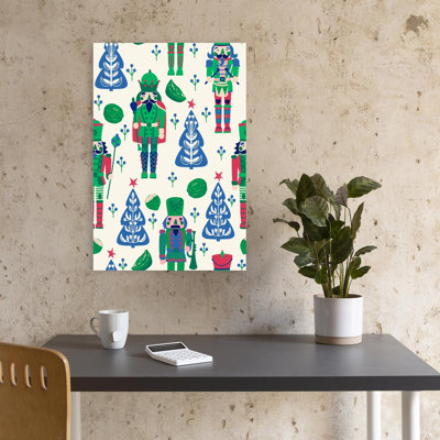 Whimsical Christmas Nutcrackers Classic Traditional Whimsical Christmas Tree Winter Landscape Wall Art Print by Annick - Wrapped Canvas Print