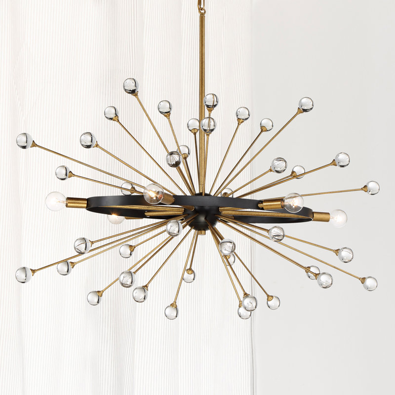  Lustre ovale 6 lumières Ariel en noir avec accents dorés Ariel