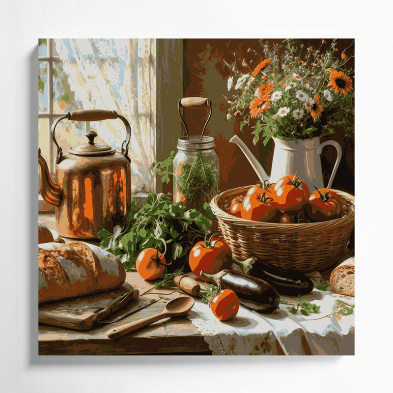 Art mural sur toile brun, "Thanksgiving", H 16 po x l 16 po