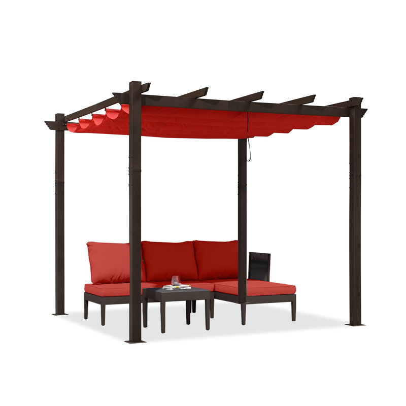 Purple Leaf Aluminium Pergola With Canopy, Terra, 96.5"H x 118"W x 118"D
