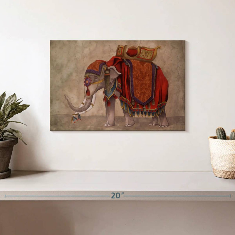 Éléphants de cérémonie I, H 8 po x l 12 po