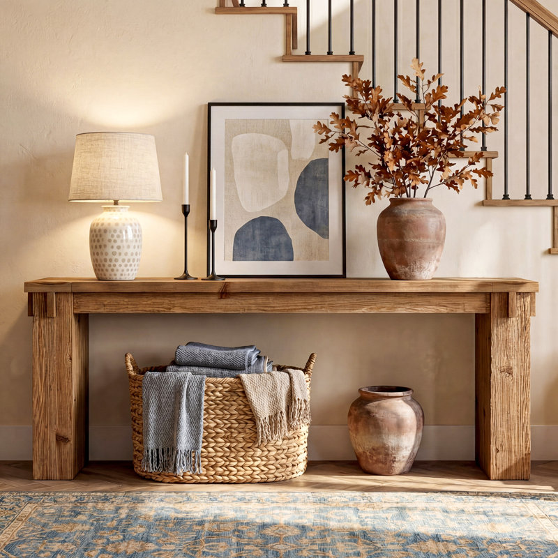 Console extra longue en bois massif 78,74 po