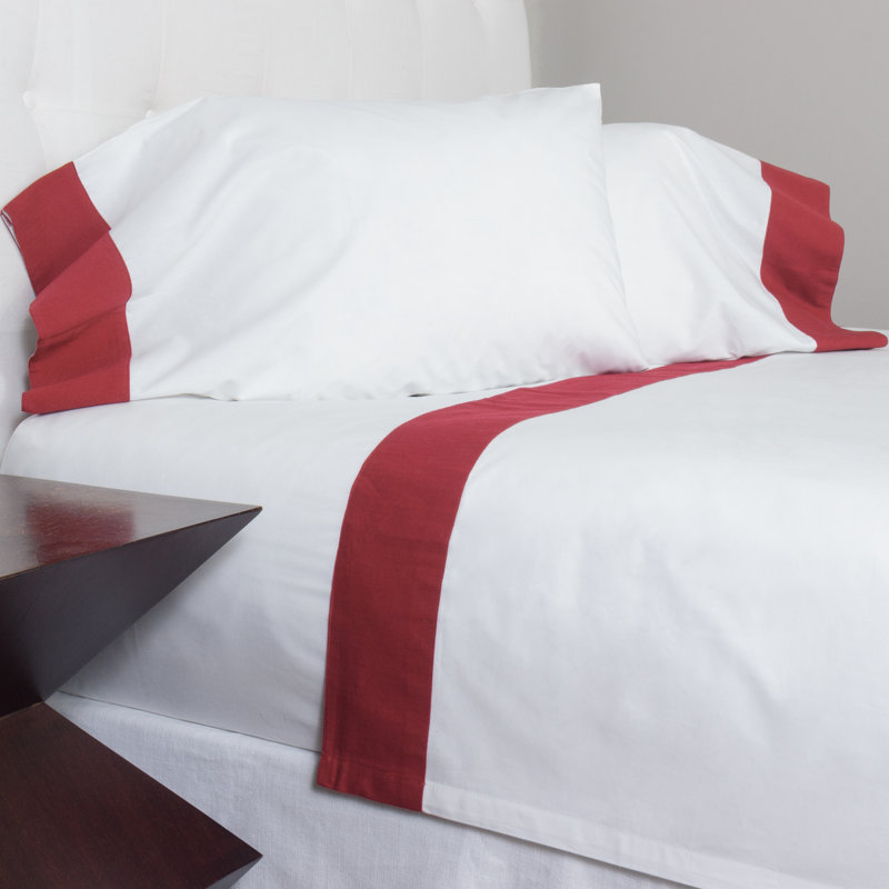 Percale Sheet Set, Twin Sheet Set with 2 Pillowcases, Red