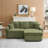 Multi-Function Sofa With Hidden Reclining, Space Saving Design, Armrests, Cup Holders And Removable Footstool For Comfortable Living-1714536591