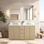 Meuble-lavabo double autoportant 60 po avec plateau en quartz Calacatta Waubun Rally-1803955558