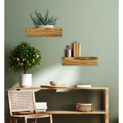 Emerald Lee 2 Piece Oak Floating Shelf