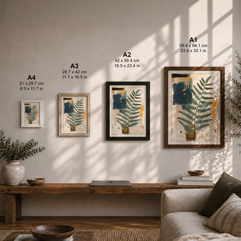 Fern In Layers Botanical - Print, A2 - 59.4 x 42.0 cm, Walnut