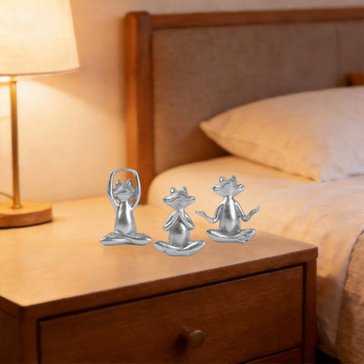 3-Piece Frog Yoga Statue Set, Frog Statue Yoga Decor, Shelf Sculpture Decoration, Gift For Mom And Women, Suitable For Modern Living Room, Table, Home, Office, Bookshelf