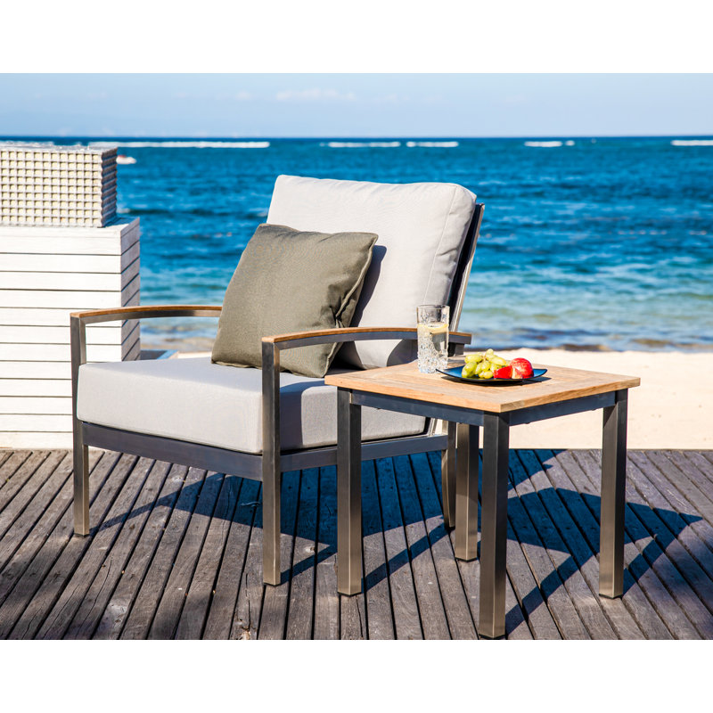 Avanti Teak Stainless Steel Outdoor Square Tall Side Table