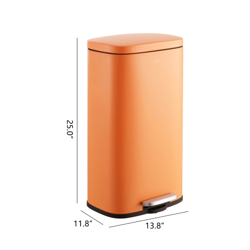 Steel Step On Kitchen Trash Can - 8 Gallons, Carrot Cake